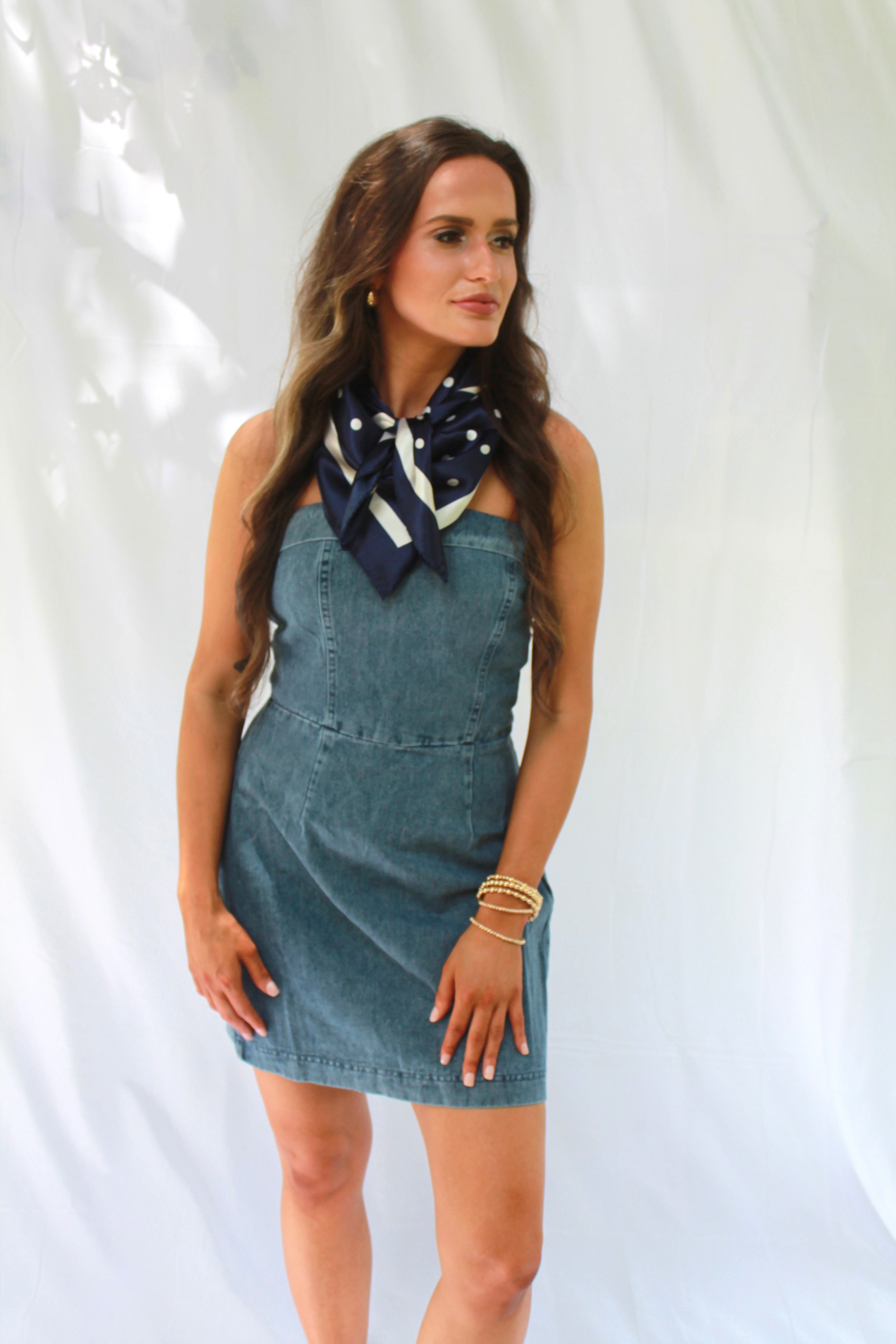 Katie Strapless Mini Denim Dress