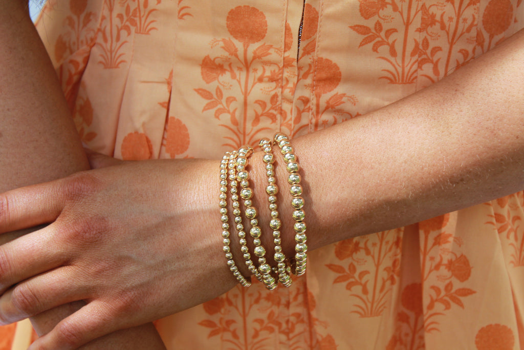 Gold Ball Chain Beaded Bracelet Set