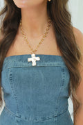 Hammered Gold Cross Necklace