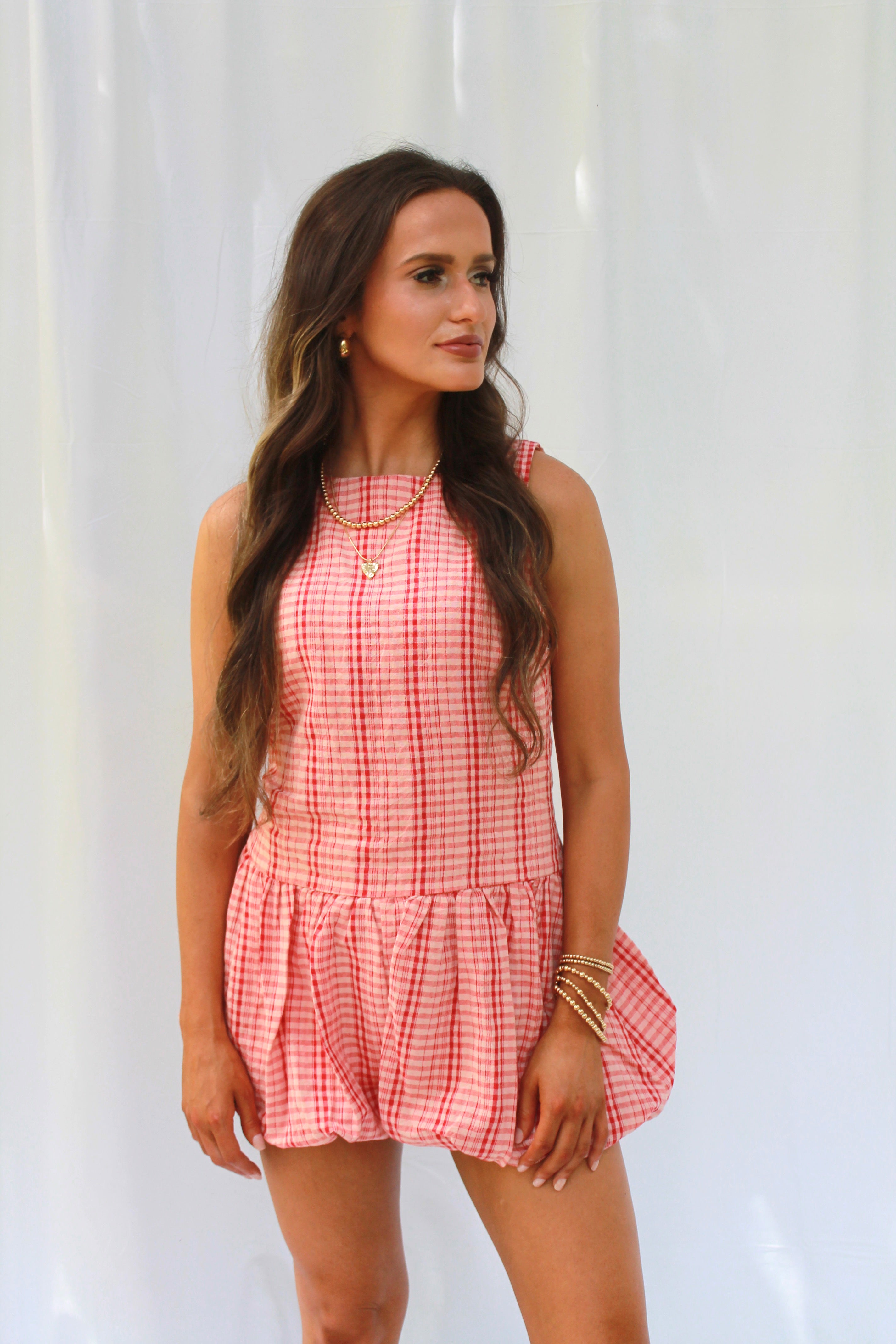 Addie Sleeveless Gingham Bubble Romper