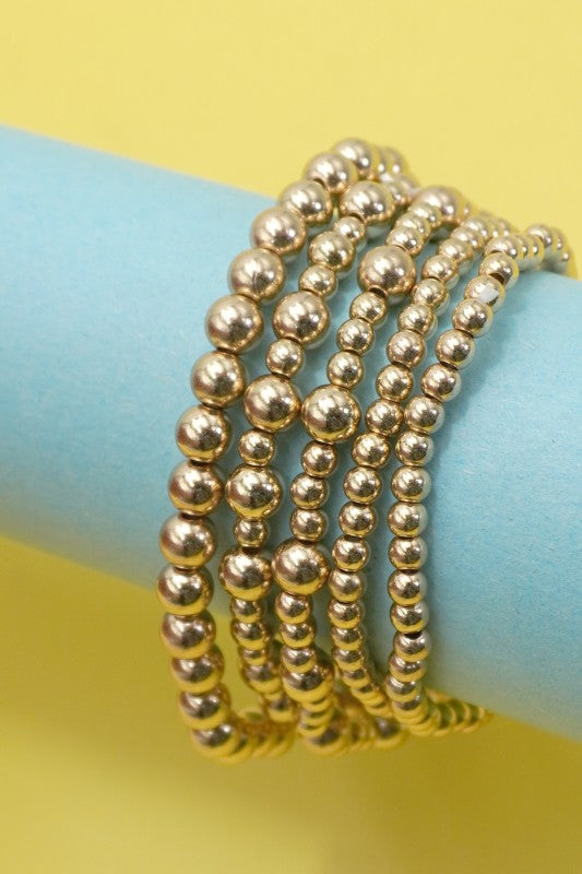 Gold Ball Chain Beaded Bracelet Set