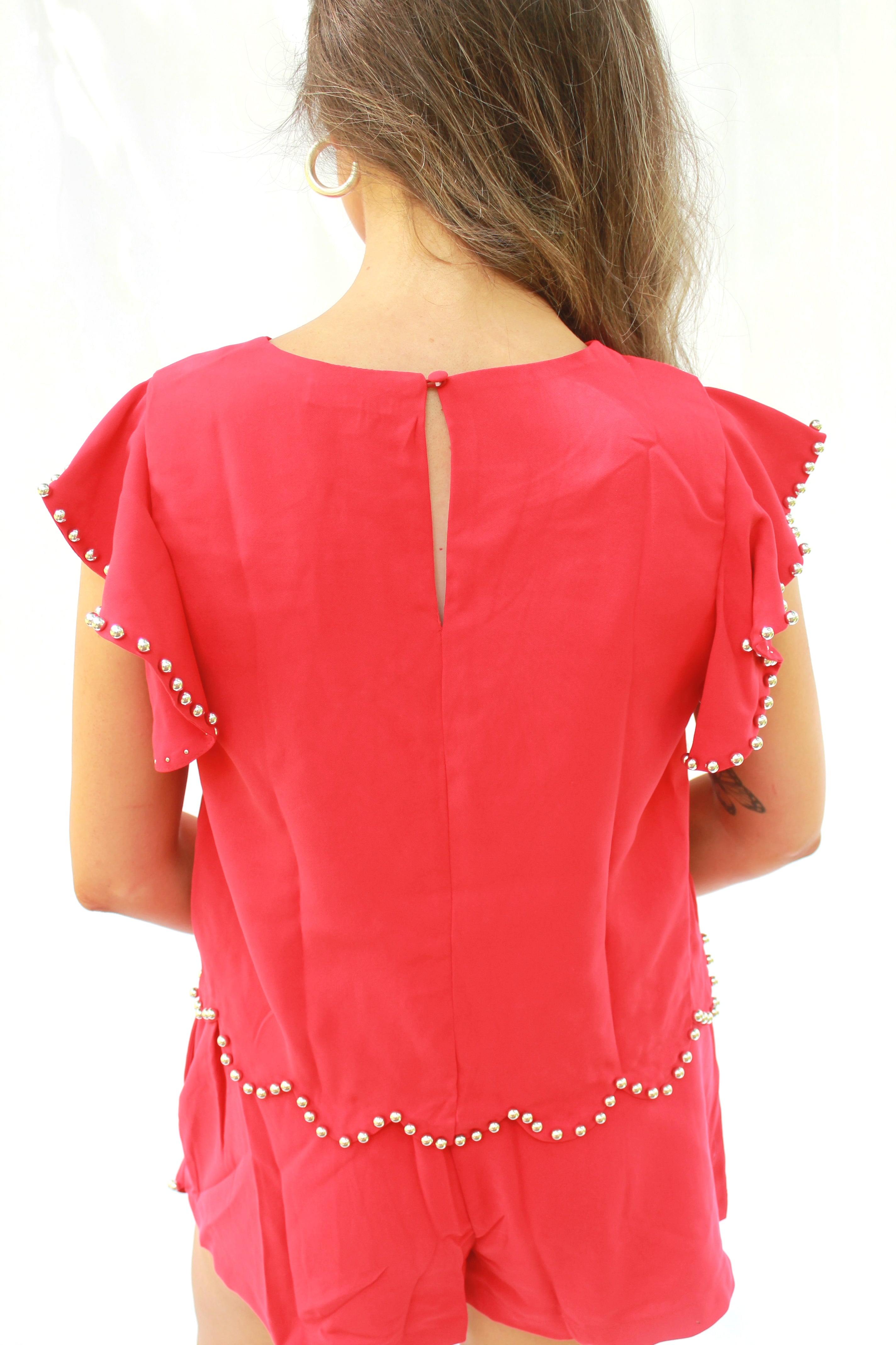 Archer Studded Ruffle Sleeve Top