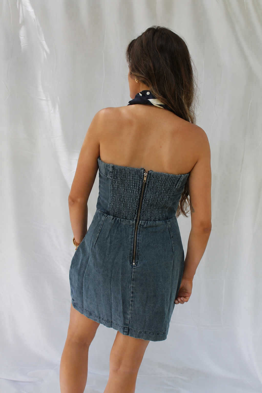 Katie Strapless Mini Denim Dress